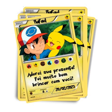 Carta Tag de Agradecimento Pokémon Personalizada Elo7