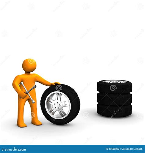 Man With Tires Stock Illustration Illustration Of Change 19600293