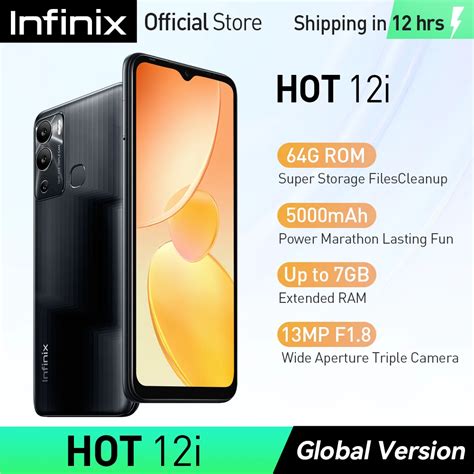 Infinix quente 12i smartphone 6 6 ips premium super brilhante exibição