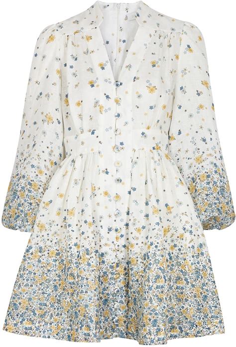 Zimmermann Carnaby Floral Print Linen Mini Dress Shopstyle