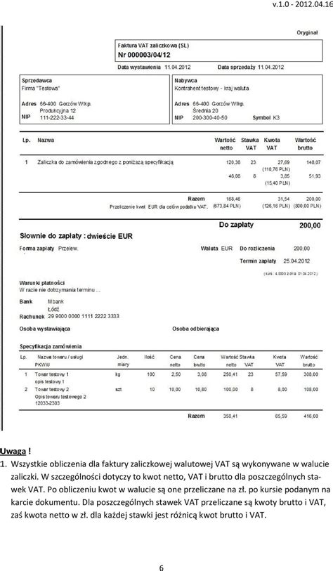 Instrukcja obsługi w programie ProLider walutowych faktur zaliczkowych