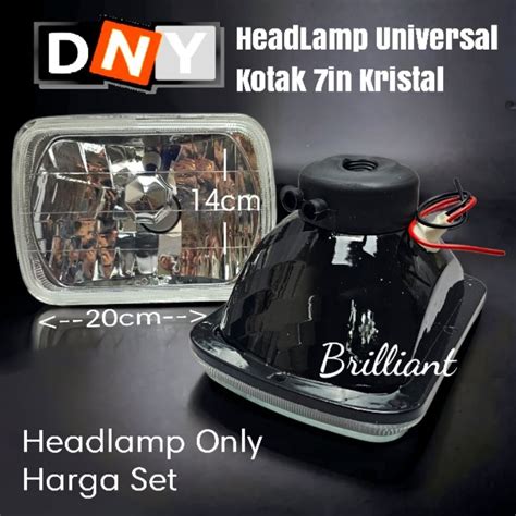 Jual Head Lamp Universal 7in Kotak Bulat Kristal Harga Set 2pc