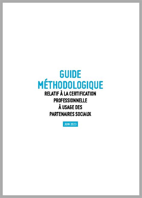 Guide méthodologique relatif à la Certification professionnelle à usage