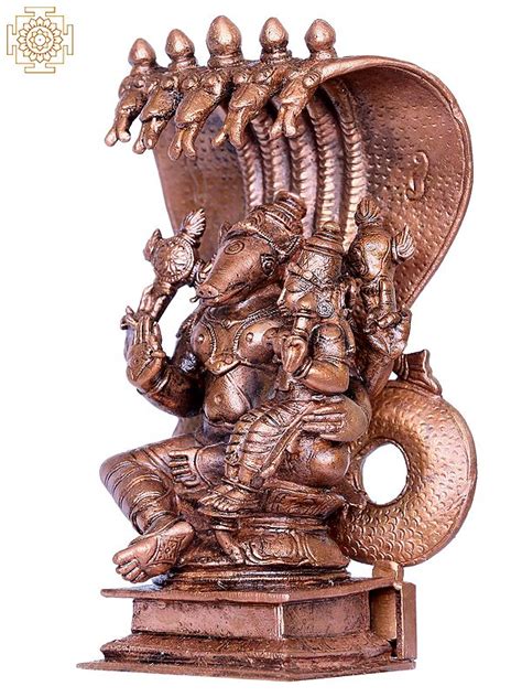 Bronze Varaha Avatara Of Lord Vishnu With Devi Lakshmi Seated On