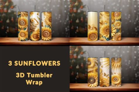 Sunflowers 3d Tumbler Wrap Graphic By Flipcreatives · Creative Fabrica