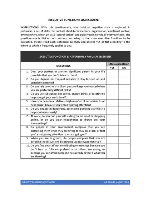 Executive Functions-Assesment | PDF | Attention | Executive Functions