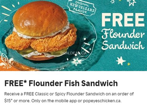 Free Flounder Sandwich At Popeyes Canada