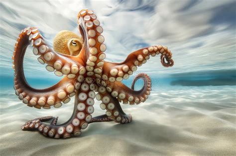 Vibrant Octopus with Extended Tentacles Underwater Scene Stock Image ...