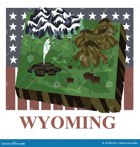 Wyoming State Map Vector Illustration Decorative Design Stock Vector Illustration Of Famous