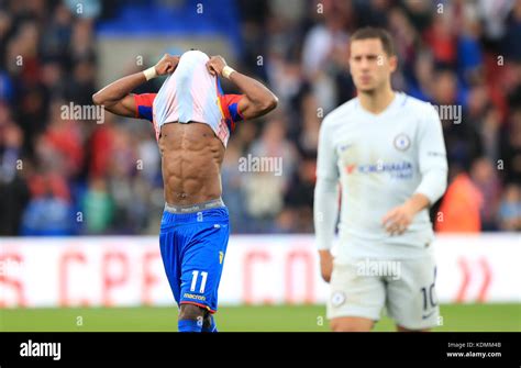 Crystal Palaces Wilfried Zaha Celebrates After The Final Whistle