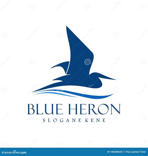 Blue Heron Logo Design Cartoon Vector 185589635