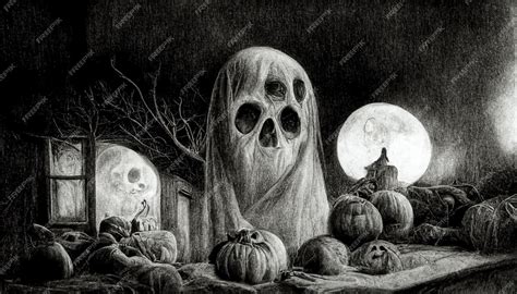 Premium Photo | Halloween illustration pencil drawing style Spooky ...