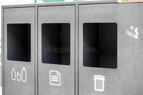Waste Sorting Collection Trash Bins Stock Image - Image of metal ... 
