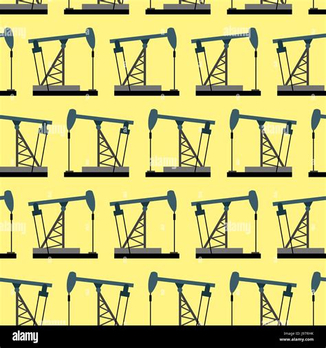 Oil Rig Seamless Pattern Oil Pump Pumps Oil Vector Background Stock