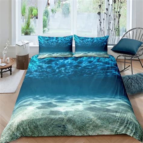 Paysage De La Mer Oc An Blue Parure De Lit Pieces Housse De Couette