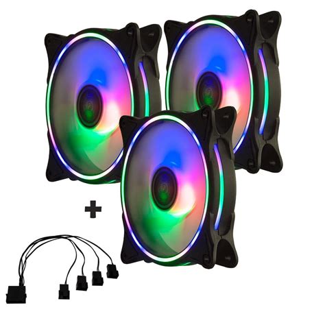 Kit 3 Cooler Fan 120mm Led Rgb Gabinete Ventoinha Gamer Escorrega o Preço