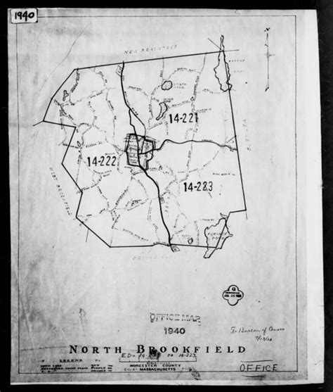 1940 Census Enumeration District Maps Massachusetts Worcester County North Brookfield Ed