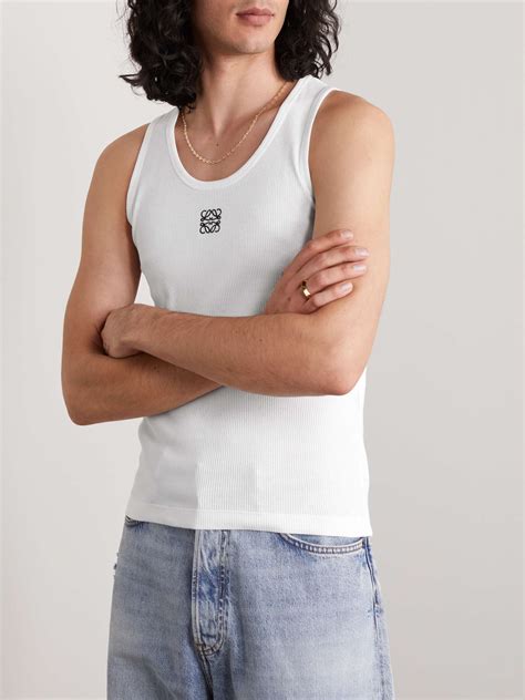 Loewe Logo Embroidered Ribbed Stretch Cotton Tank Top For Men Mr Porter