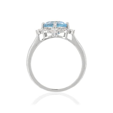 Bague MATY Argent 925 Topaze bleue traitée et zirc Femme Bague MATY