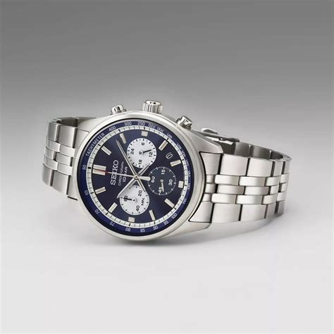 Seiko Chronograph Ssb P Quartz Stainless Steel Black Dial Date