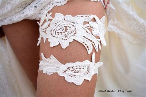 Off White Wedding Lace Garters For Bride Bridal Garters Set Etsy White Bridal Garter White