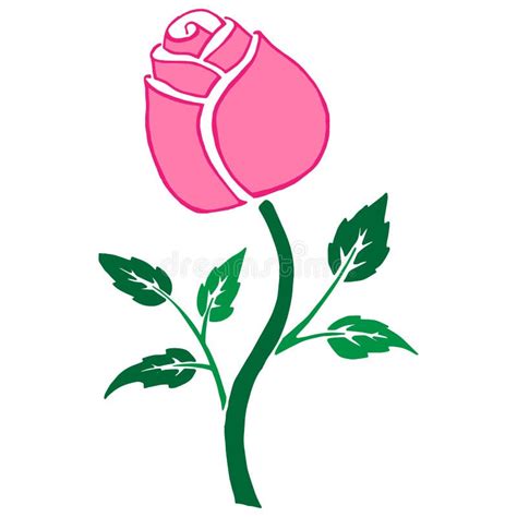 Rose Blooming Icon Vector Illustration Of A Rose Bud With Leaves Hand