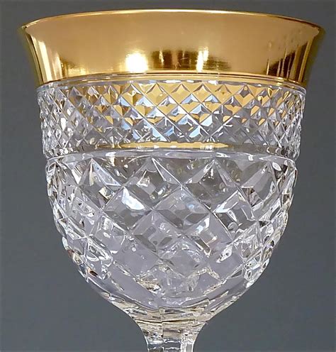 Precious 6 Dessert Wine Glasses Gold Crystal Stemware Josephinenhuette