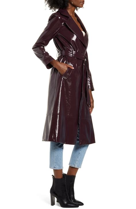 Leith Faux Patent Leather Trench Coat Nordstrom Stivaletti Neri