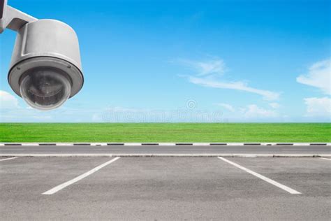 CCTV Security Camera in Parking Lot Stock Image - Image of secure, watching: 55803065