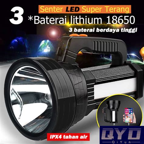 Jual Senter Led Super Terang Ipx Tahan Air W Dengan Lampu Samping