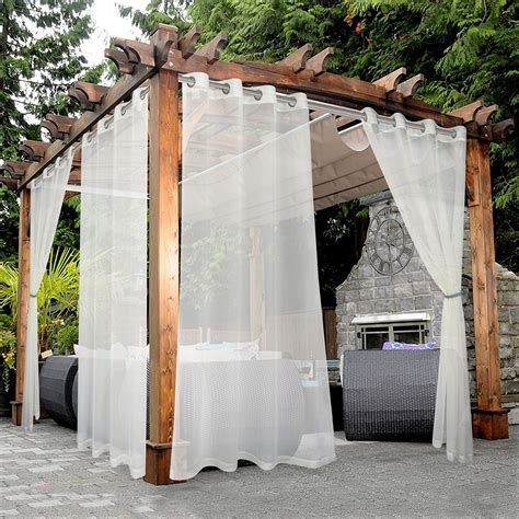 BONZER Sheer Outdoor Curtains for Patio Waterproof - 2 Panels 54W x 84L ...