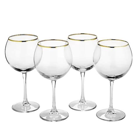 4 Lakeland Gold Rim Gin Balloon Glasses 630ml Lakeland