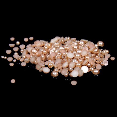 Mm Mm All Size Lt Coffee Color Flat Back Abs Round Half Pearl Beads