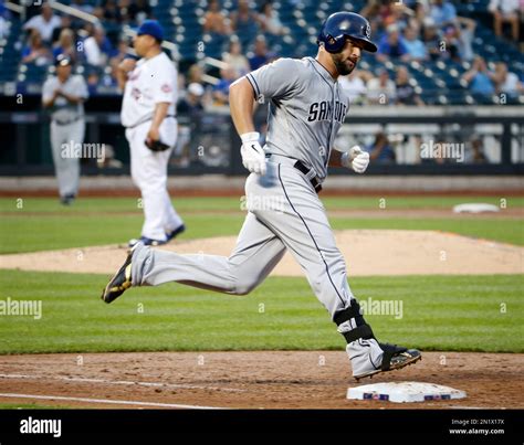 San Diego Padres Yonder Alonso Right Runs Over First Base After