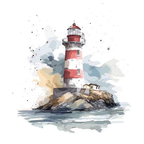 Aquarell Leuchtturm Illustration Premium Vektor