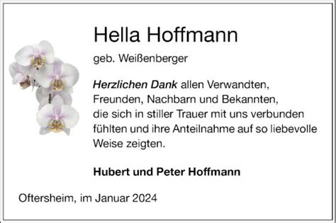 Traueranzeigen Von Hella Hoffmann Trauerportal Ihrer Tageszeitung