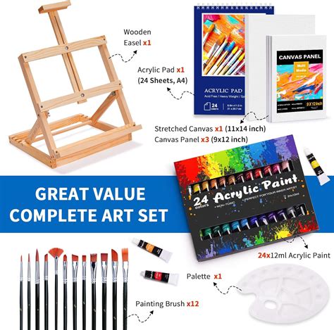 Buy Acrylic Paint Set, 43 Piece Easel Online Nepal | Ubuy