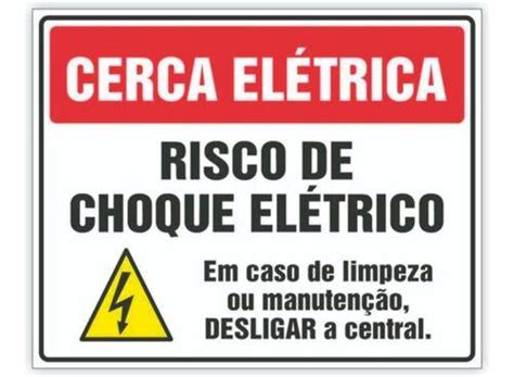 Placa De Sinalização Cuidado Cerca Elétrica 30x20 Afonso Sinalizações