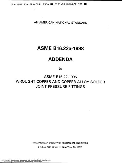 Solution Asme B16 22 1998 Wrought Copper And Copper Alloy Solder Joint