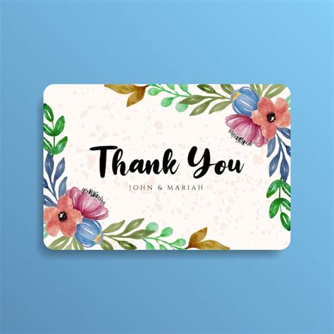 Premium Vector Thank You Card Watercolor Floral Design