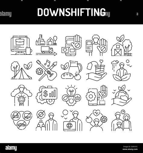 Downshifting Line Icons Set Isolated Vector Element Stock Vector Image