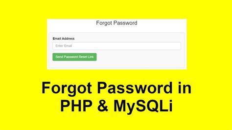 How To Reset Password With Email Verification In Php Forgot Password