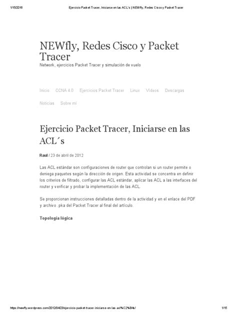 Pdf Ejercicio Packet Tracer Iniciarse En Las Acls Newfly Redes