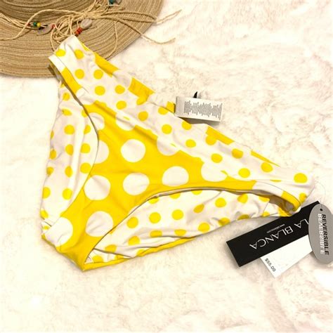 La Blanca Swim La Blanca Reversible Yellow Polka Dot Bikini Bottom Sz Nwt Poshmark