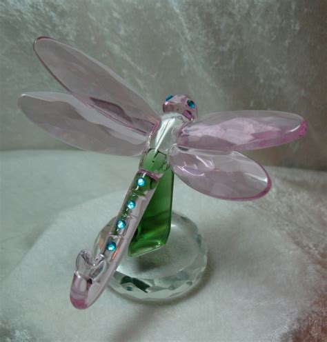 Unique Crystal Pink Jeweled Glass Dragonfly Figurine Ebay