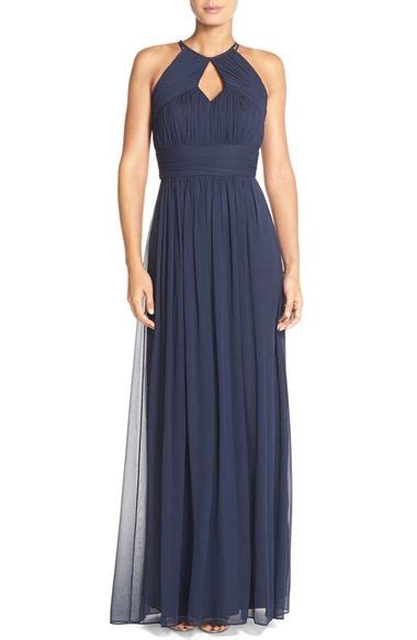 Dessy Collection Dessy Collection Ruched Chiffon Keyhole Halter Gown