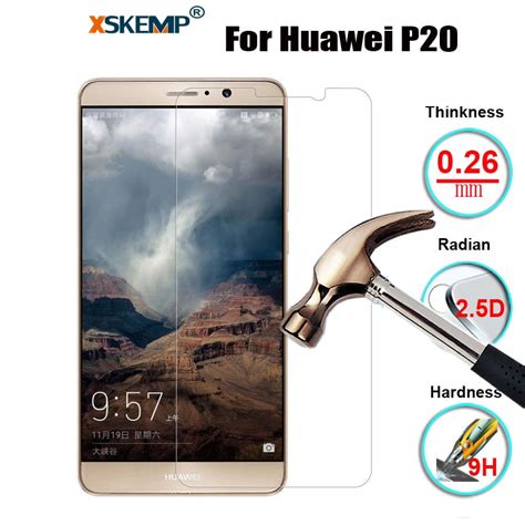 XSKEMP 9 H Hardheid Ultra Clear Gehard Glas Voor Huawei P20 Anti