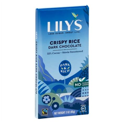 Lilys Sweets Chocolate Bar Dark Crispy Rice 3 Oz Case Of 12 3 Oz