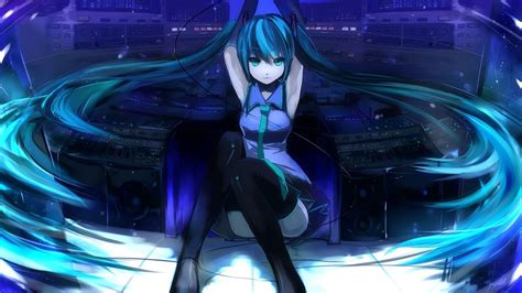 วอลเปเปอร์ สาวอะนิเมะ Vocaloid Hatsune Miku Twintails ภาพหน้าจอ