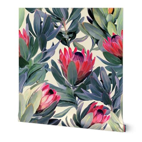 Proteas Wallpaper Painted Protea Floral Extra Large By Etsy